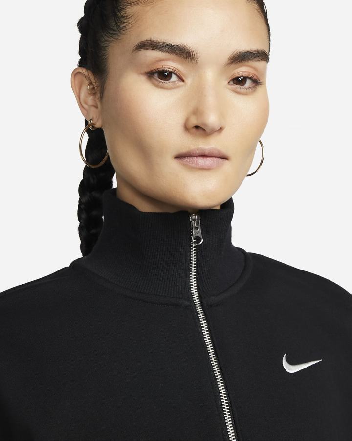 Nike Sportswear Phoenix Fleece Oversized 1/2-Zip Crop Ženske Dukserice Crne | HR-04928UNGI