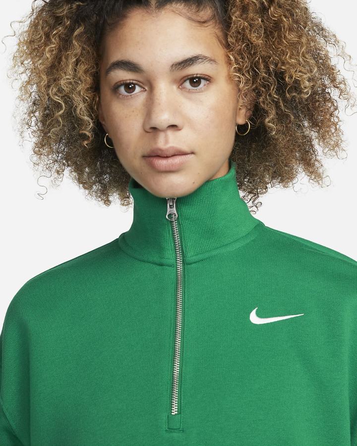 Nike Sportswear Phoenix Fleece Oversized 1/2-Zip Crop Ženske Dukserice Zelene | HR-31249TRAW