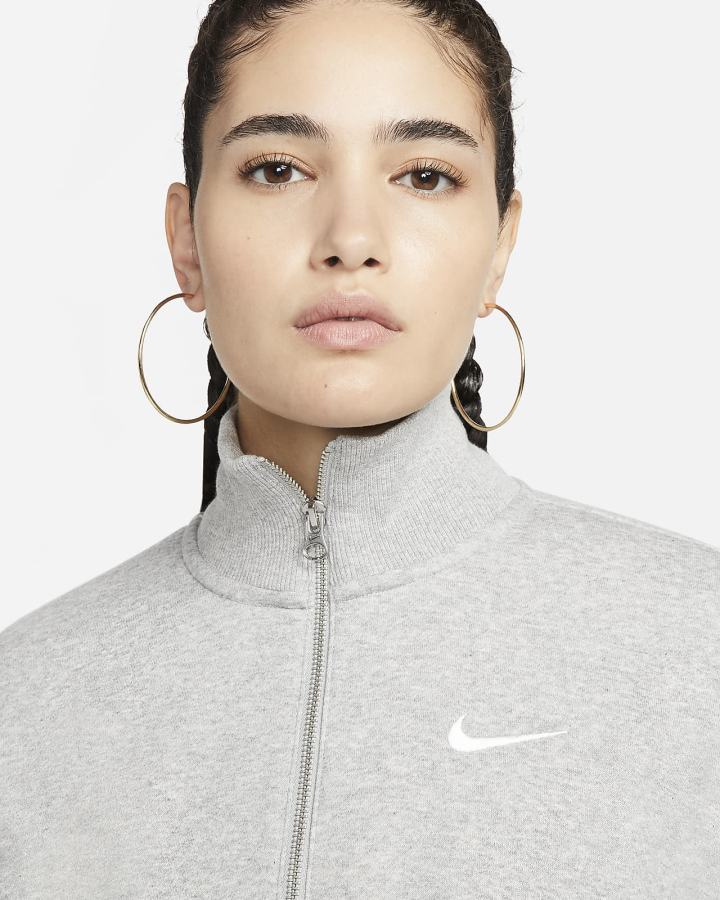 Nike Sportswear Phoenix Fleece Oversized 1/2-Zip Crop Ženske Dukserice Tamno Sive | HR-69178PBMJ