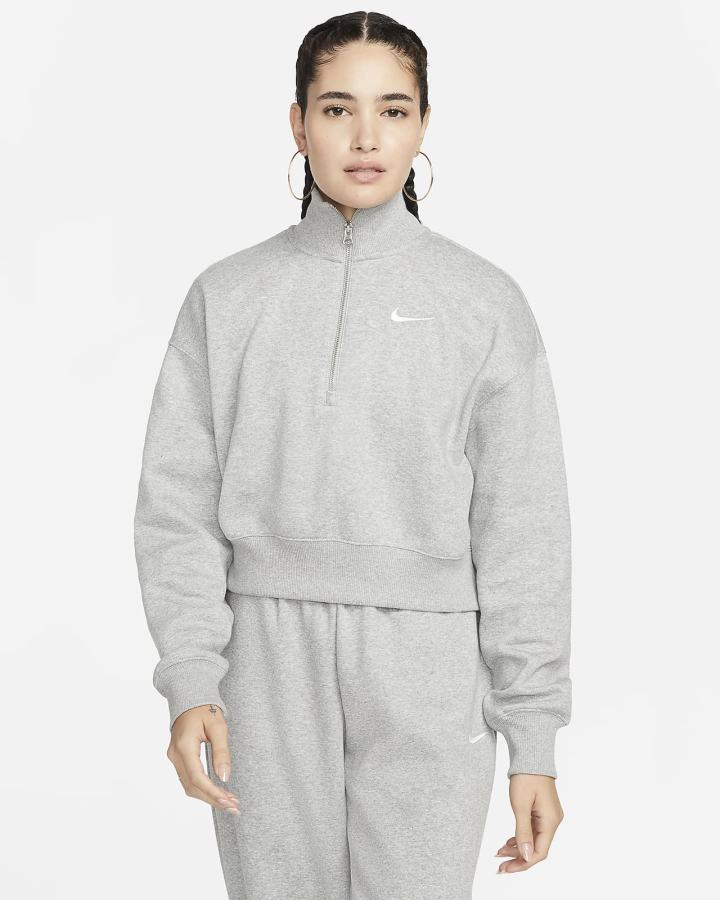 Nike Sportswear Phoenix Fleece Oversized 1/2-Zip Crop Ženske Dukserice Tamno Sive | HR-69178PBMJ