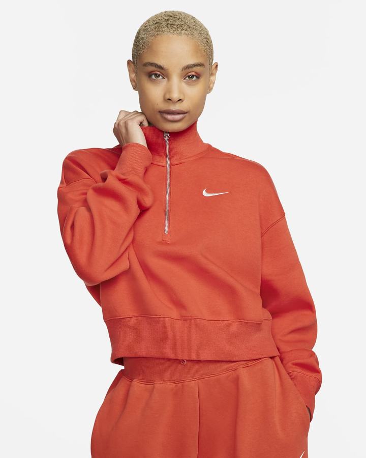 Nike Sportswear Phoenix Fleece Oversized 1/2-Zip Crop Ženske Dukserice Narančaste | HR-85906TOES