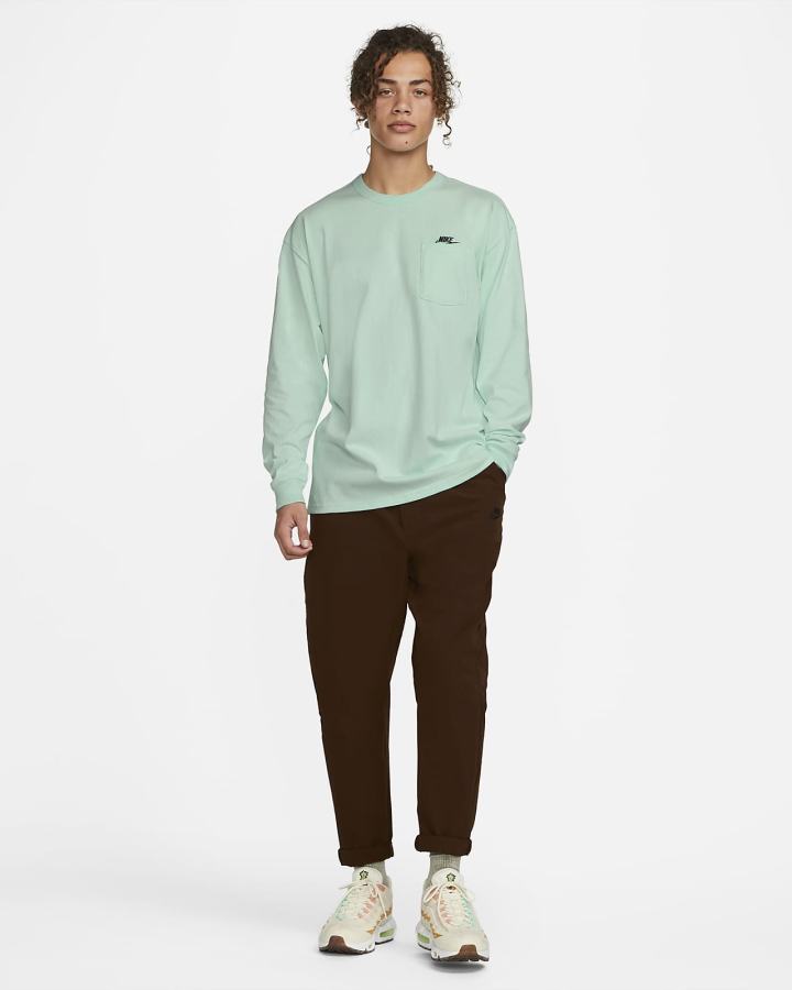 Nike Sportswear Premium Essentials Long-Sleeve Pocket Muške Majice Menta Crne | HR-04562USWD