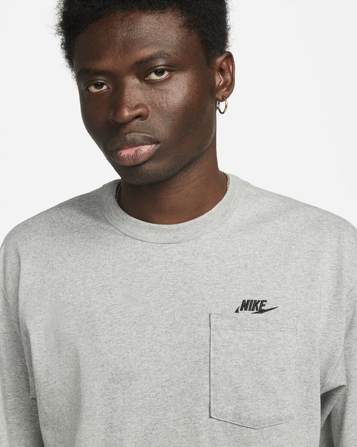 Nike Sportswear Premium Essentials Long-Sleeve Pocket Muške Majice Tamno Sive Crne | HR-18203QHSK