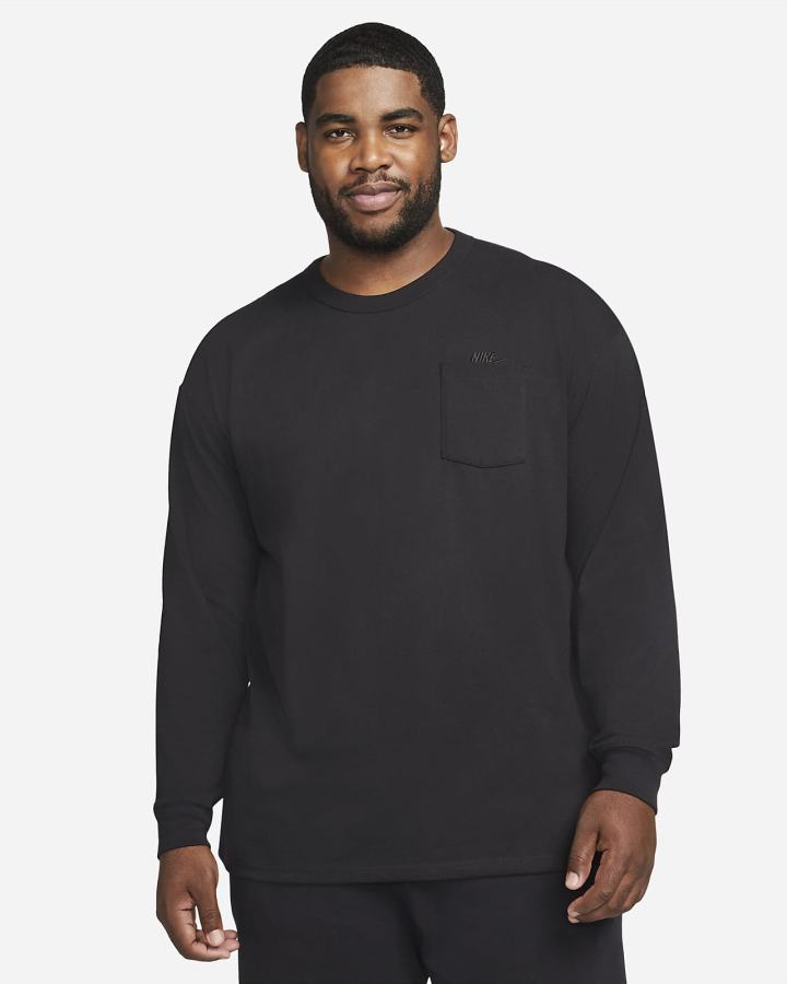 Nike Sportswear Premium Essentials Long-Sleeve Pocket Muške Majice Crne | HR-21074DWFR