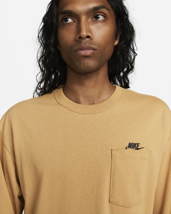 Nike Sportswear Premium Essentials Long-Sleeve Pocket Muške Majice Zlatne | HR-21987NERY