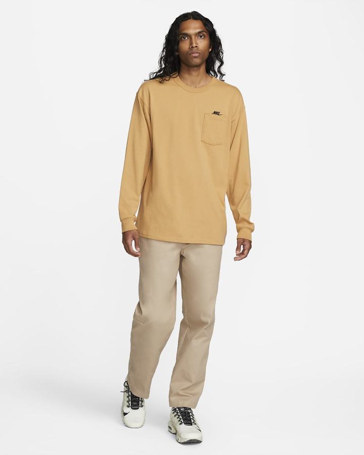 Nike Sportswear Premium Essentials Long-Sleeve Pocket Muške Majice Zlatne | HR-21987NERY