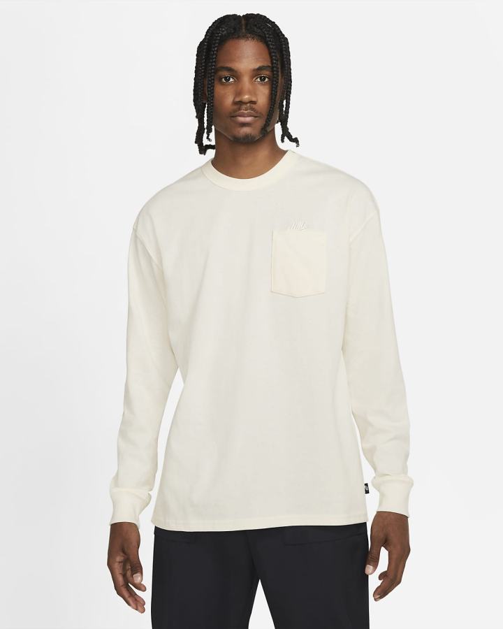 Nike Sportswear Premium Essentials Long-Sleeve Pocket Muške Majice Bijele | HR-37946WBIL