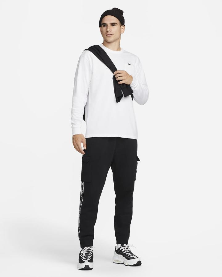 Nike Sportswear Premium Essentials Long-Sleeve Pocket Muške Majice Bijele Crne | HR-47018HWTD