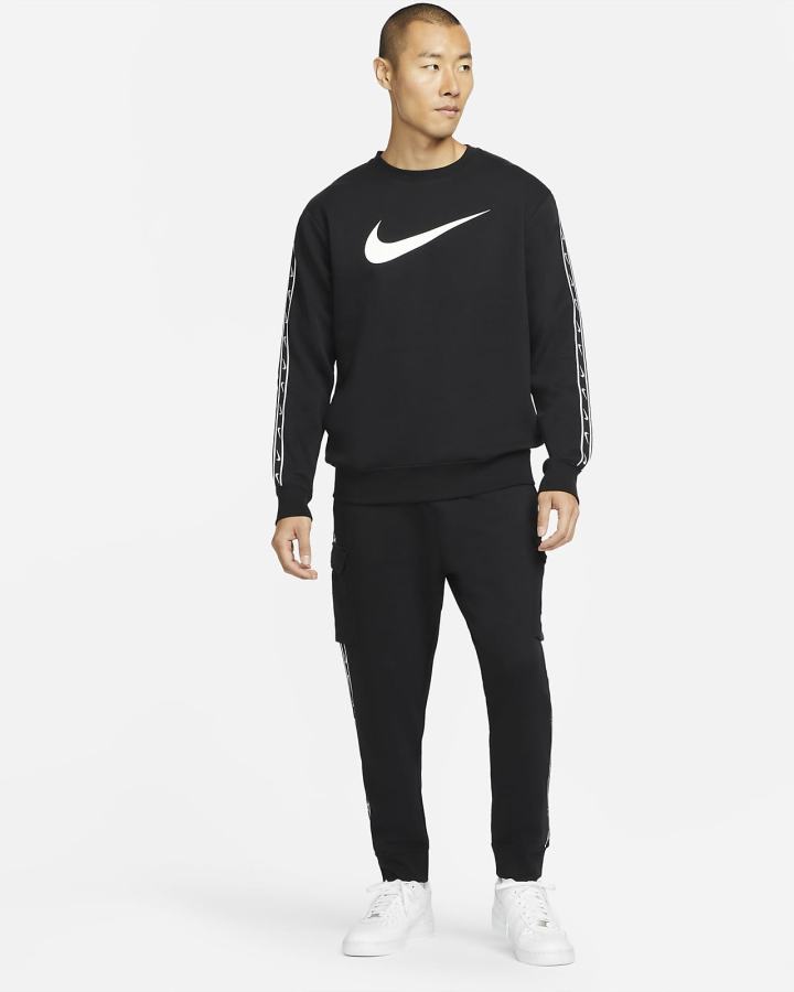 Nike Sportswear Repeat Fleece Muške Dukserice Crne Bijele | HR-50731XGYH