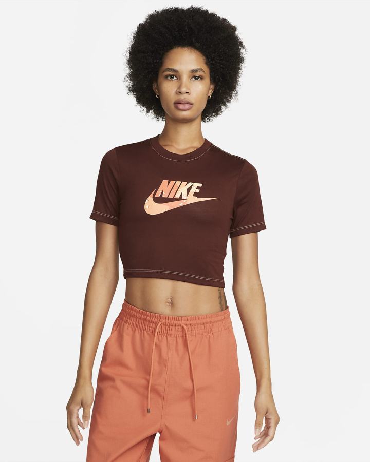 Nike Sportswear Slim Fit Cropped Ženske Majice Smeđe Narančaste | HR-70591AQST