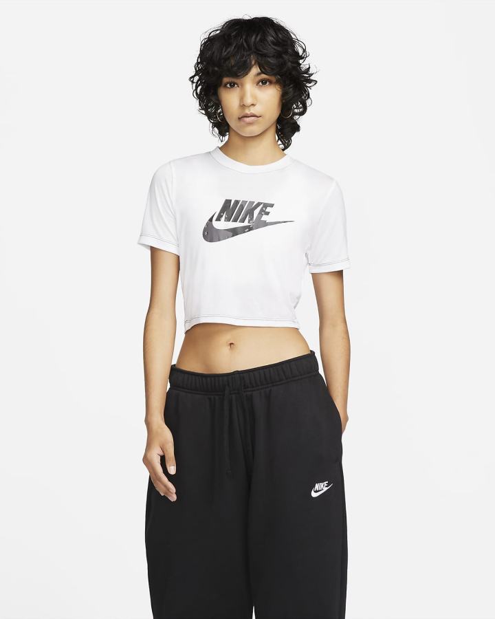 Nike Sportswear Slim Fit Cropped Ženske Majice Bijele Sive | HR-92658AQYX