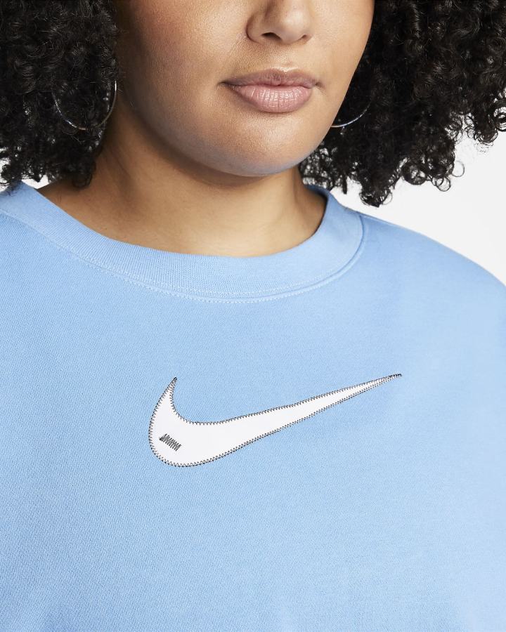 Nike Sportswear Swoosh Short Sleeve Crop Top (Plus Size) Ženske Majice Plave Sive Bijele | HR-20519JRGK