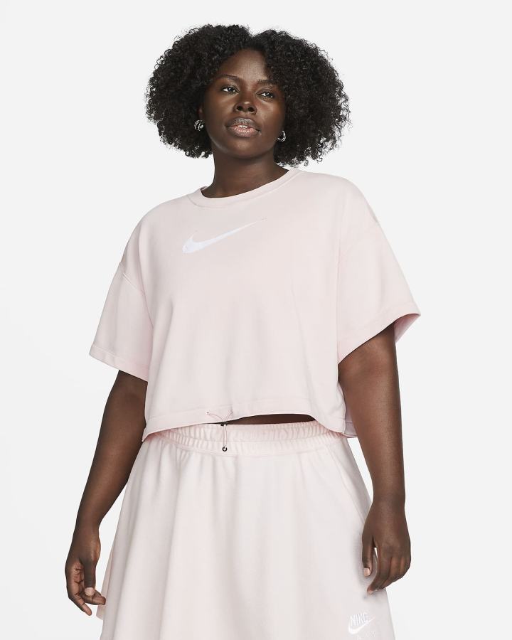 Nike Sportswear Swoosh Short Sleeve Crop Top (Plus Size) Ženske Majice Narančaste Bijele | HR-95281KOPQ