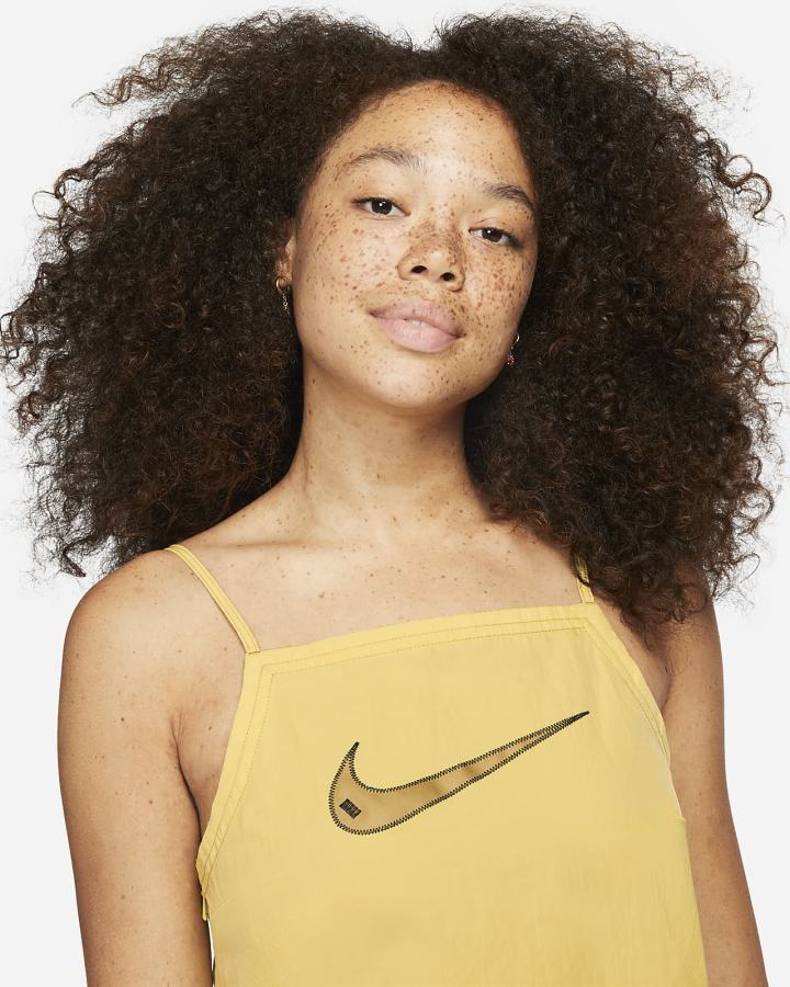 Nike Sportswear Swoosh Woven Cami Ženske Haljine Crne | HR-59143PQXH