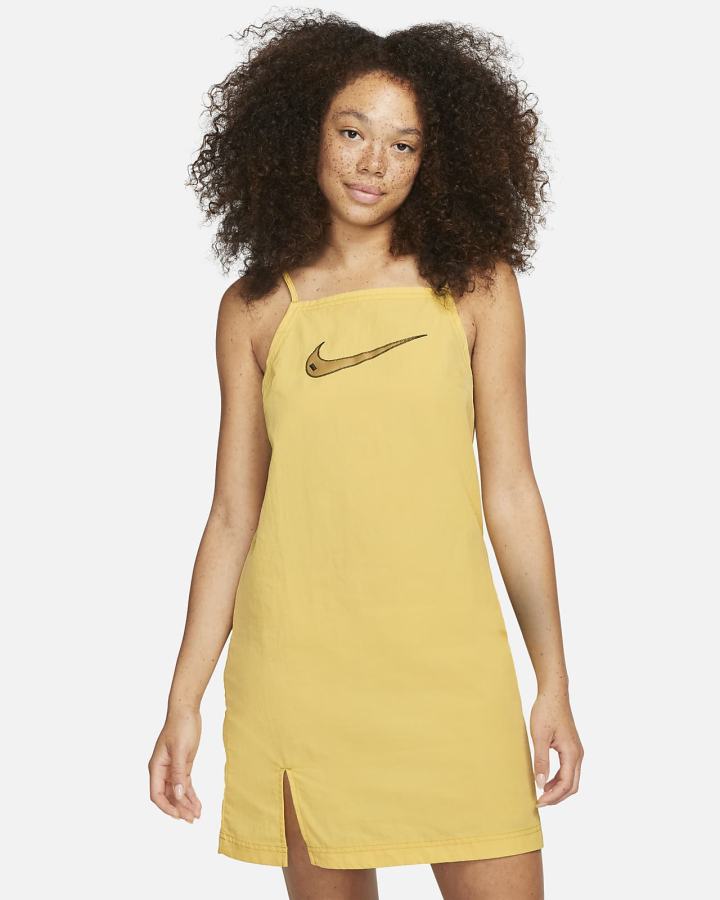 Nike Sportswear Swoosh Woven Cami Ženske Haljine Crne | HR-59143PQXH