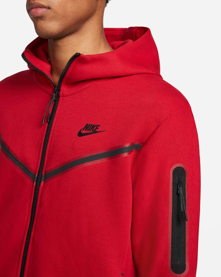 Nike Sportswear Tech Fleece Full-Zip Muške Majica S Kapuljačom Crvene Crne | HR-02681CZLS