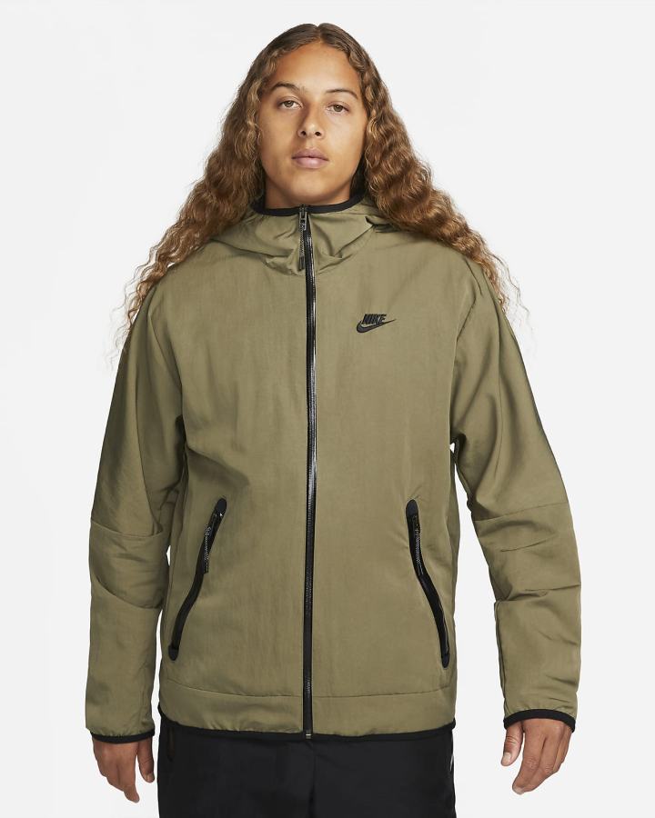 Nike Sportswear Tech Woven Full-Zip Lined Hooded Muške Jakne Maslinasto Zelene Crne | HR-97483YRDS