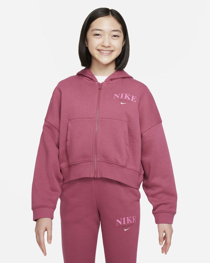 Nike Sportswear Trend Kids Full-Zip Fleece Za Djevojčice Majica S Kapuljačom Roze | HR-16739DCGK