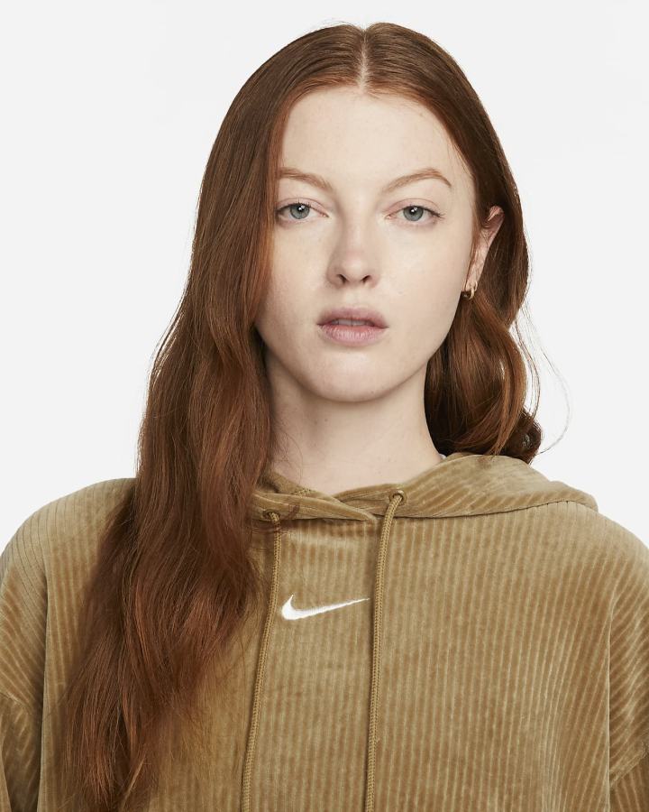 Nike Sportswear Velour Cropped Ženske Majica S Kapuljačom Smeđe | HR-81596SODL