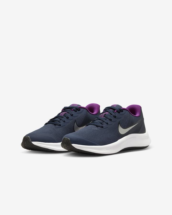 Nike Star Runner 3 Kids Road Za Djevojčice Tenisiće Tamnoplave Ljubičaste Metalne Srebrne | HR-08971EJKU