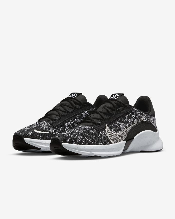 Nike SuperRep Go 3 Flyknit Next Nature Ženske Cipele Za Trening Crne Bijele Metalne Srebrne | HR-53467TXRW