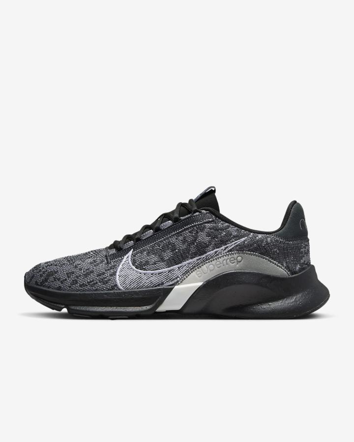 Nike SuperRep Go 3 Next Nature Flyknit Muške Cipele Za Trening Tamno Sive Crne Sive Bijele | HR-52340PUEW