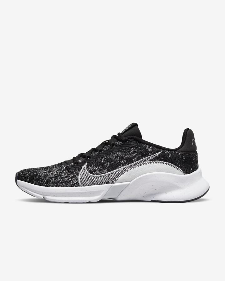 Nike SuperRep Go 3 Next Nature Flyknit Muške Cipele Za Trening Crne Tamno Sive Bijele Platine | HR-61543YDQS