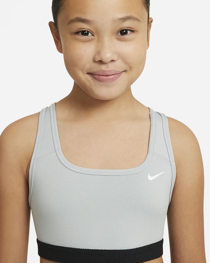 Nike Swoosh Kids Za Djevojčice Sportski Grudnjak Tamno Sive Bijele | HR-17064VLMP