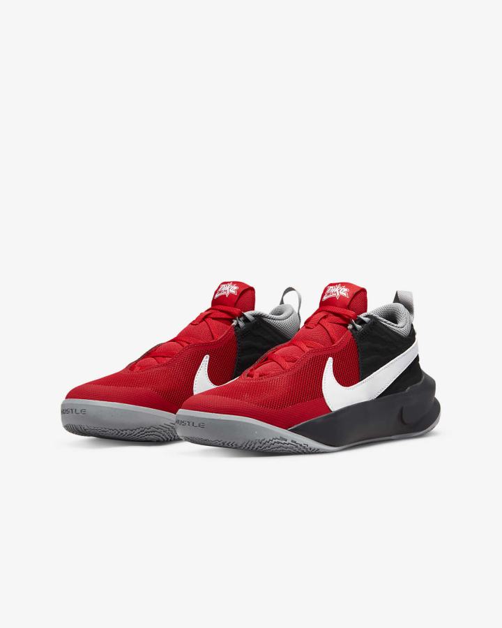 Nike Team Hustle D 10 Kids Za Djevojčice Košarkaške Cipele Crvene Sive Crne Bijele | HR-01923KRDX