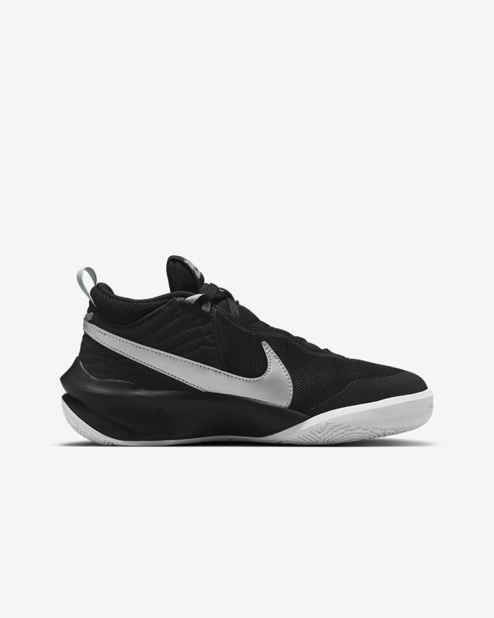 Nike Team Hustle D 10 Kids Za Djevojčice Košarkaške Cipele Crne Bijele Metalne Srebrne | HR-30857KDEU