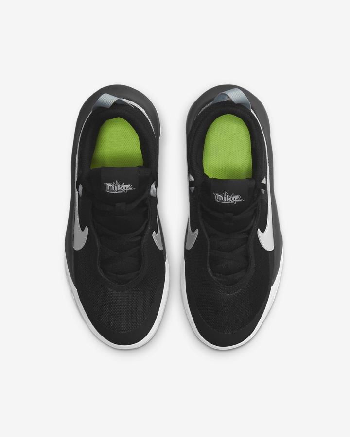 Nike Team Hustle D 10 Kids Za Djevojčice Košarkaške Cipele Crne Bijele Metalne Srebrne | HR-30857KDEU