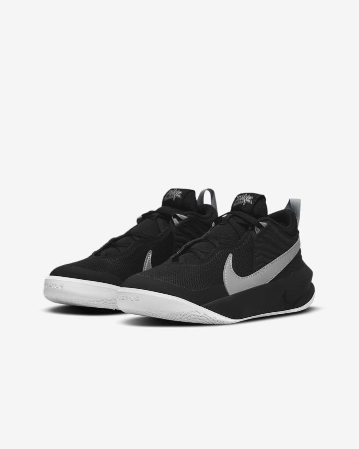 Nike Team Hustle D 10 Kids Za Djevojčice Košarkaške Cipele Crne Bijele Metalne Srebrne | HR-30857KDEU