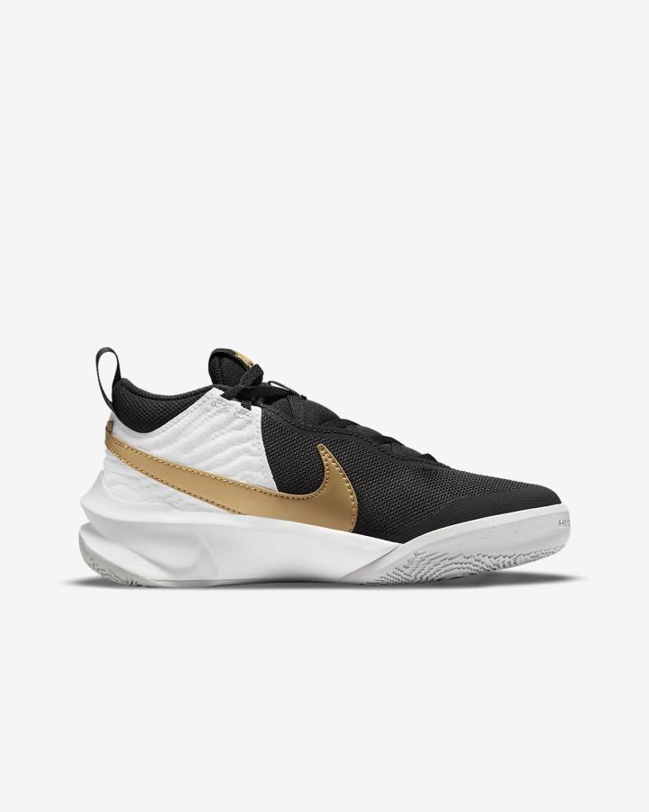 Nike Team Hustle D 10 Kids Za Djevojčice Košarkaške Cipele Crne Bijele Metalne Zlatne | HR-35760TESH