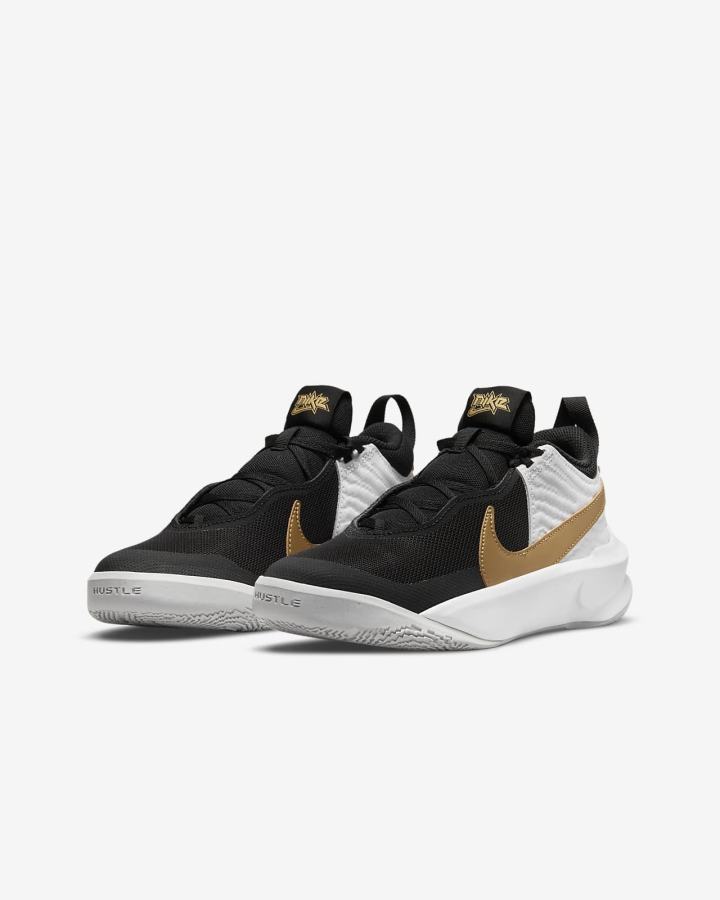 Nike Team Hustle D 10 Kids Za Djevojčice Košarkaške Cipele Crne Bijele Metalne Zlatne | HR-35760TESH