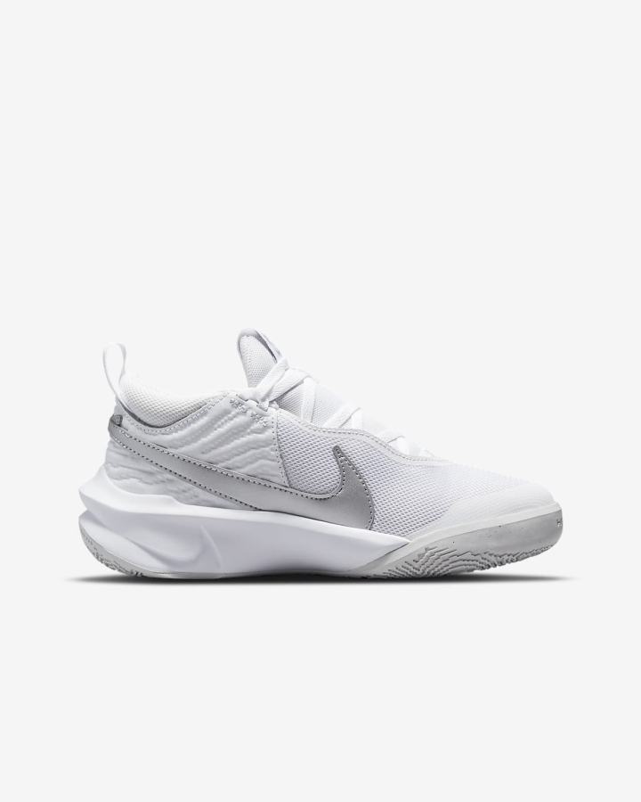 Nike Team Hustle D 10 Kids Za Djevojčice Košarkaške Cipele Bijele Metalne Srebrne | HR-80142CIDU