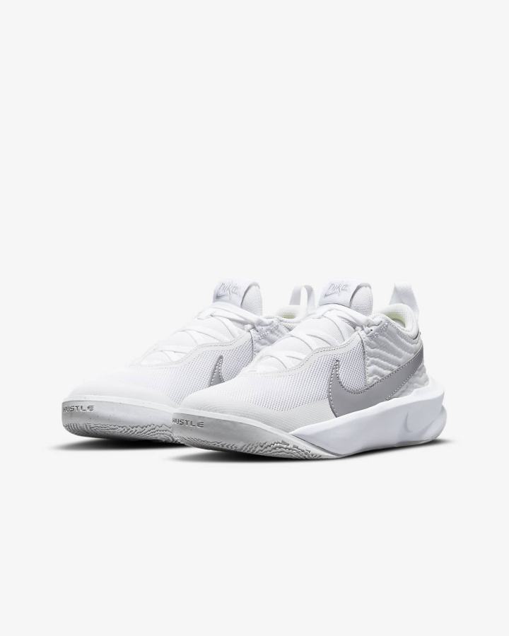 Nike Team Hustle D 10 Kids Za Djevojčice Košarkaške Cipele Bijele Metalne Srebrne | HR-80142CIDU