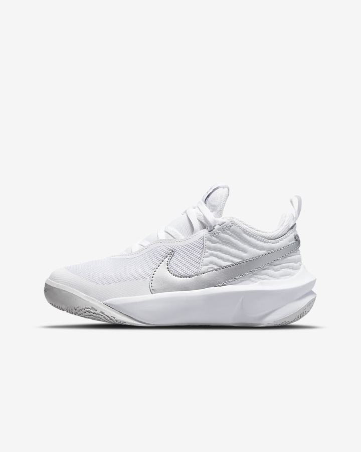 Nike Team Hustle D 10 Kids Za Djevojčice Košarkaške Cipele Bijele Metalne Srebrne | HR-80142CIDU