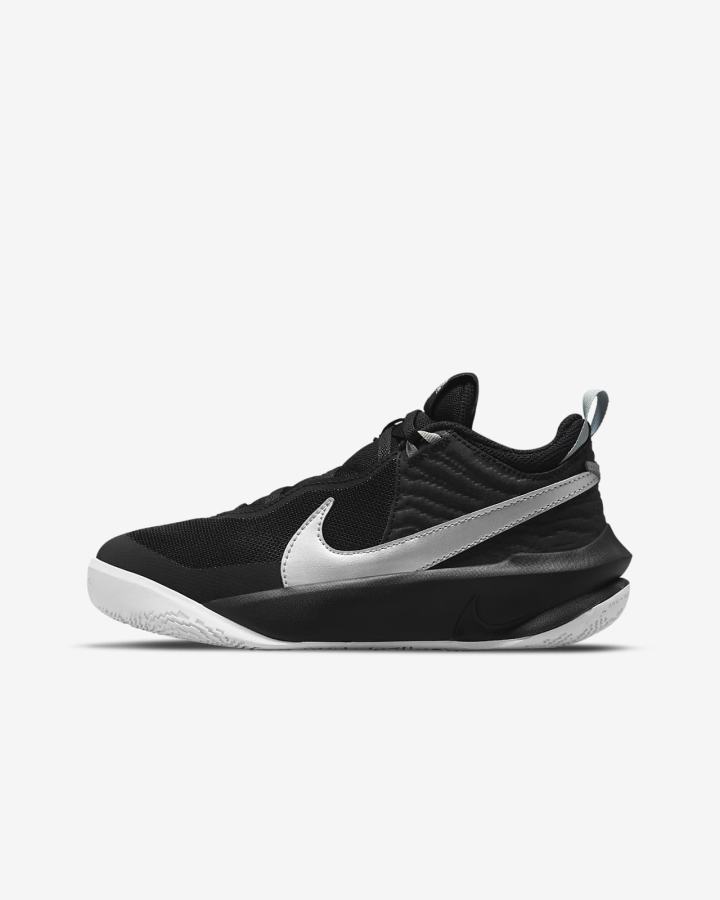 Nike Team Hustle D 10 Kids Za Dječake Košarkaške Cipele Crne Bijele Metalne Srebrne | HR-70621XMDC