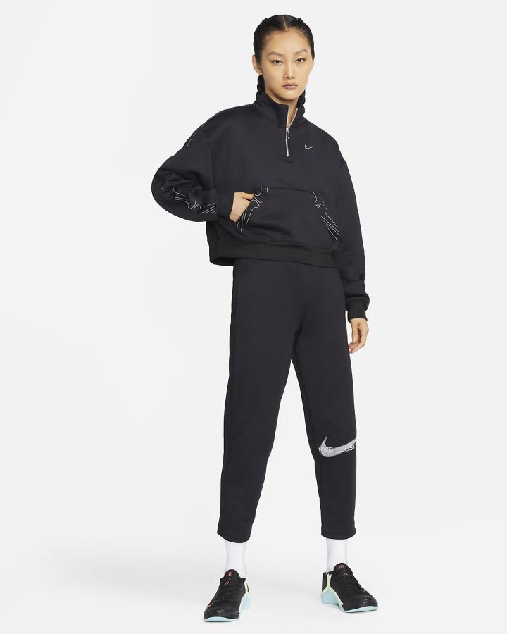 Nike Therma-FIT 1/2-Zip Training Top Ženske Pulover Crne Platine | HR-29315GBUW