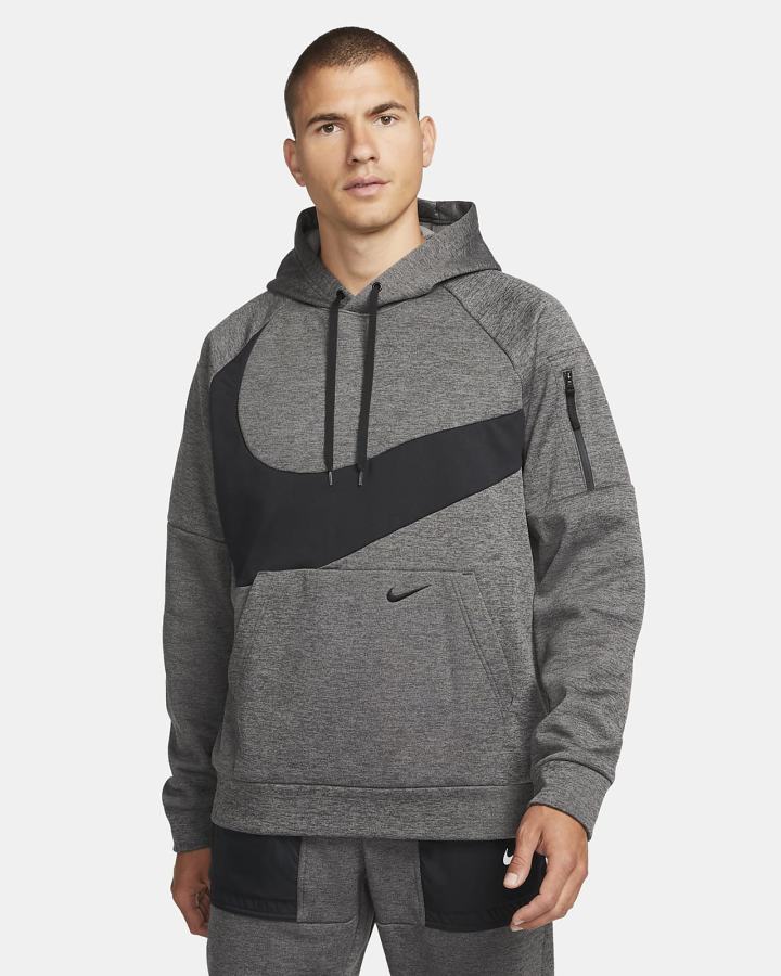 Nike Therma-FIT Fitness Muške Majica S Kapuljačom Sive Tamno Sive Crne | HR-90386JIRA