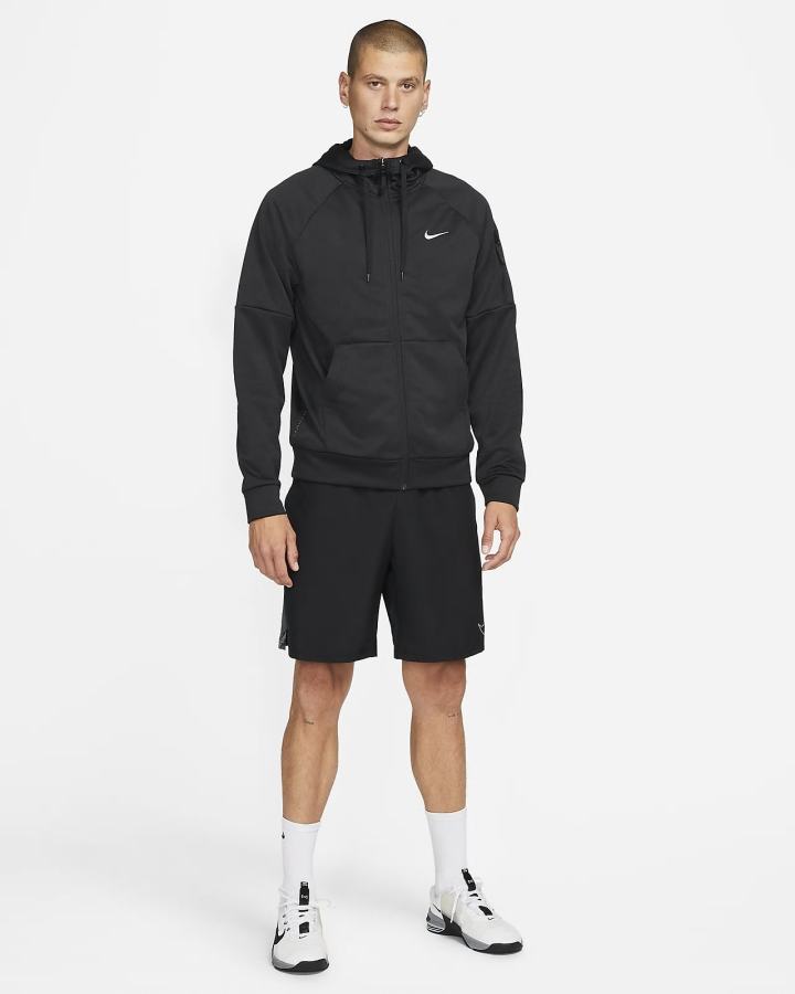 Nike Therma-FIT Full-Zip Fitness Muške Majica S Kapuljačom Crne Bijele | HR-09715LJTZ