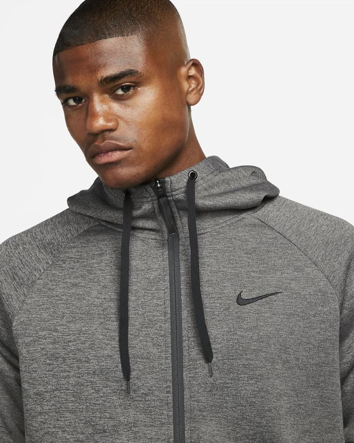 Nike Therma-FIT Full-Zip Fitness Muške Majica S Kapuljačom Sive Tamno Sive Crne | HR-67508RTWD