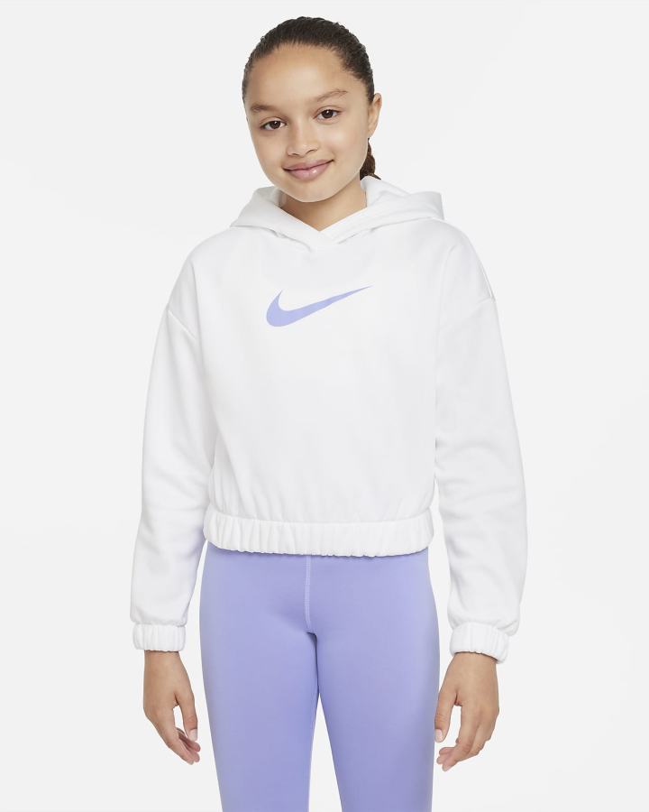 Nike Therma-FIT Kids (Extended Size) Za Djevojčice Majica S Kapuljačom Bijele | HR-27914KHWX