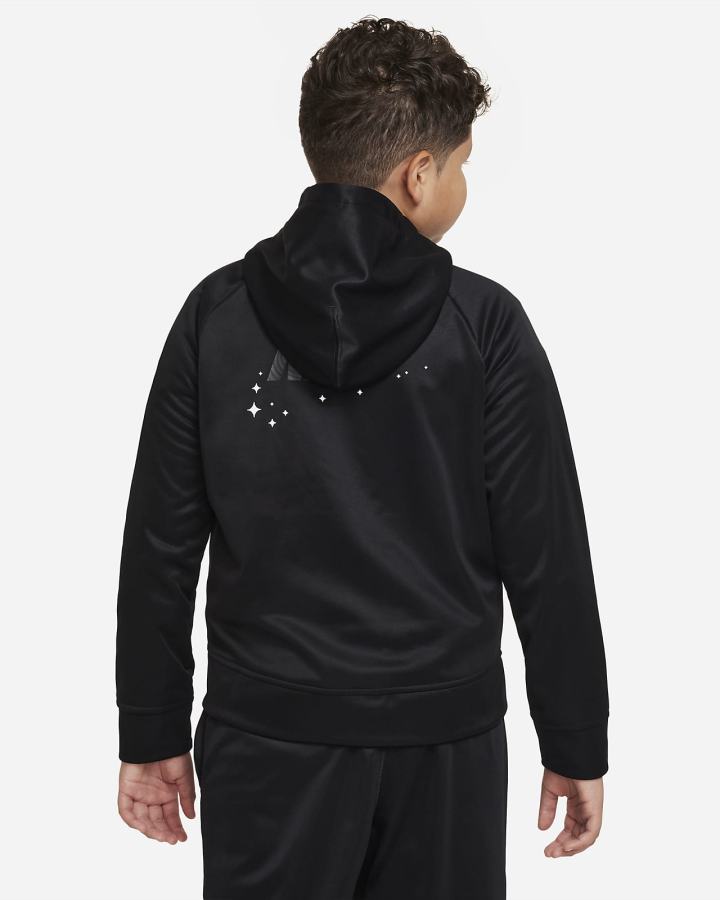 Nike Therma-FIT Kids Full-Zip Training (Extended Size) Za Dječake Majica S Kapuljačom Crne Bijele | HR-72136FPCX