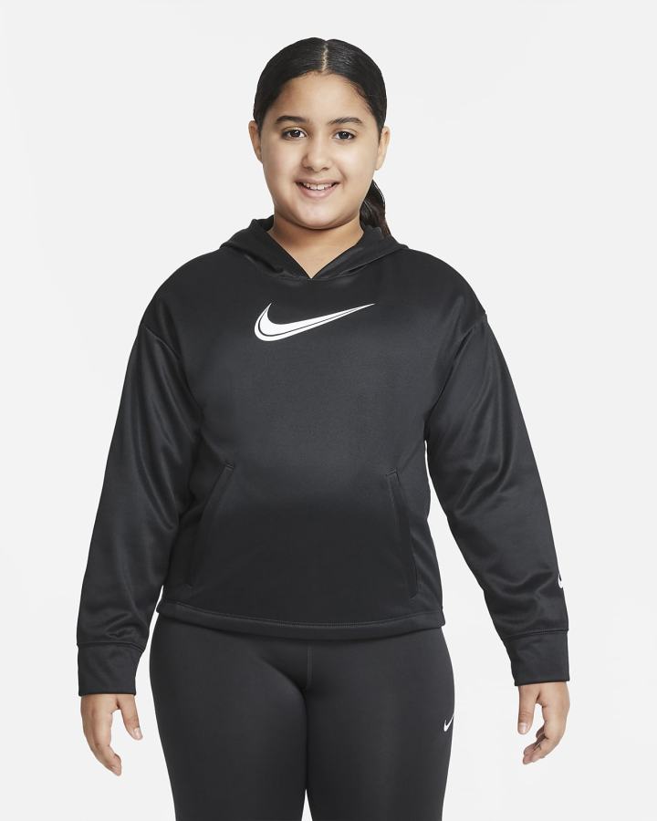 Nike Therma-FIT Kids Training Za Djevojčice Majica S Kapuljačom Crne Bijele | HR-15376TLKX