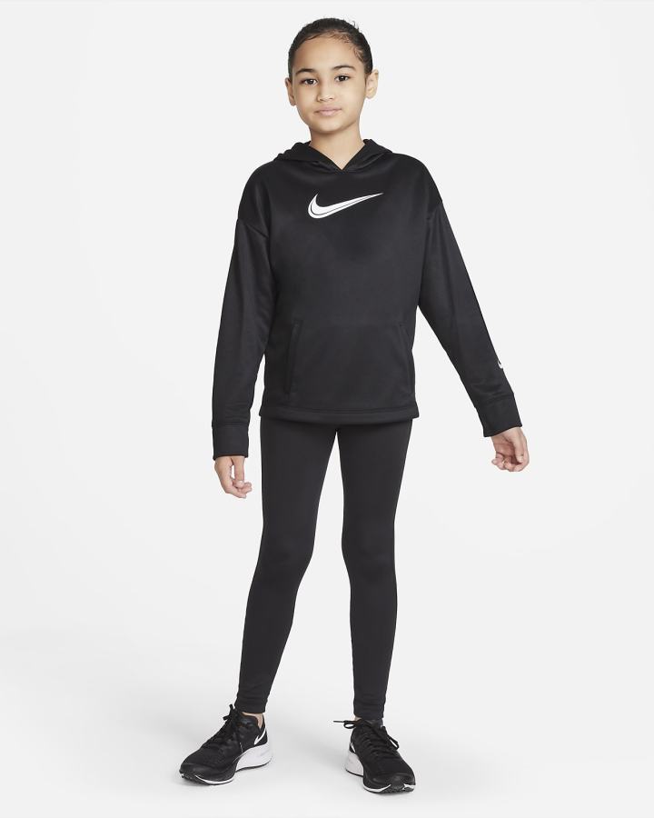 Nike Therma-FIT Kids Training Za Djevojčice Majica S Kapuljačom Crne Bijele | HR-29035NMBZ