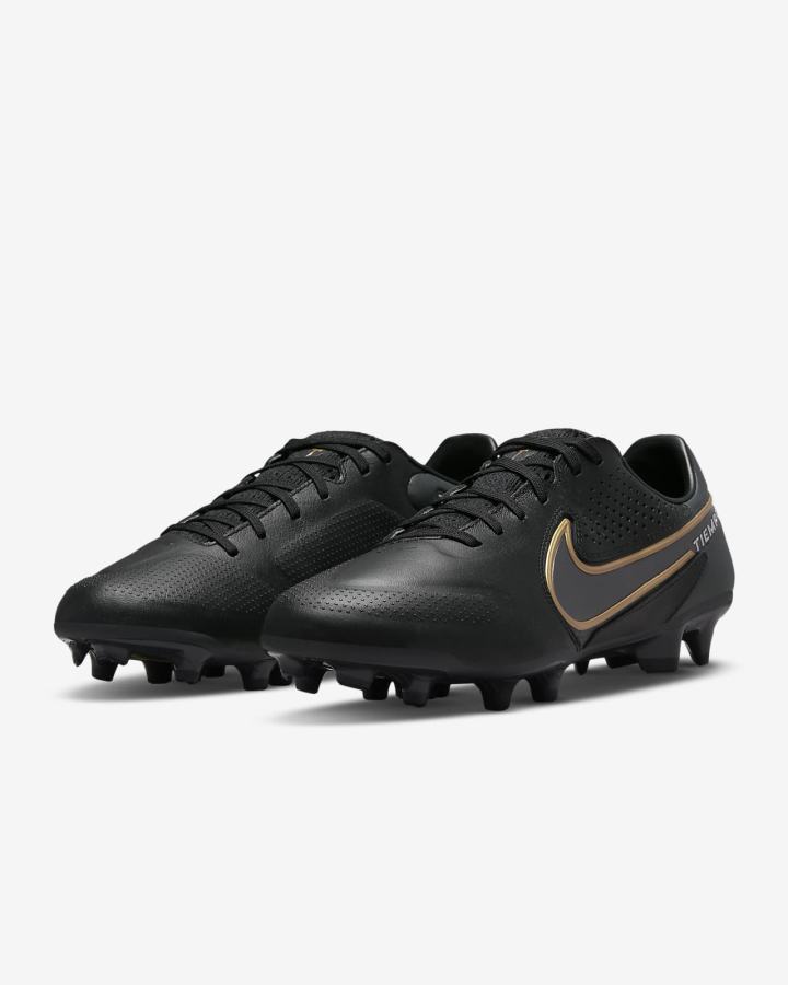 Nike Tiempo Legend 9 Pro FG Firm-Ground Muške Nogometne Kocke Crne Sive Metalne Zlatne Metalne Sive | HR-93860PTVJ