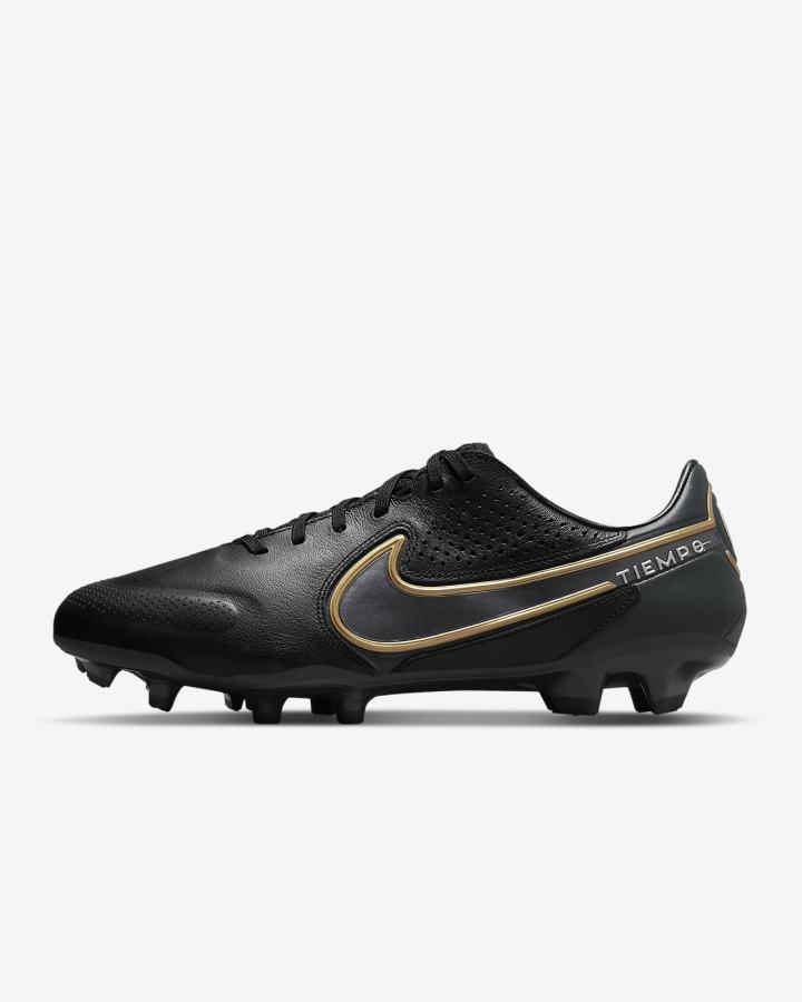 Nike Tiempo Legend 9 Pro FG Firm-Ground Muške Nogometne Kocke Crne Sive Metalne Zlatne Metalne Sive | HR-93860PTVJ