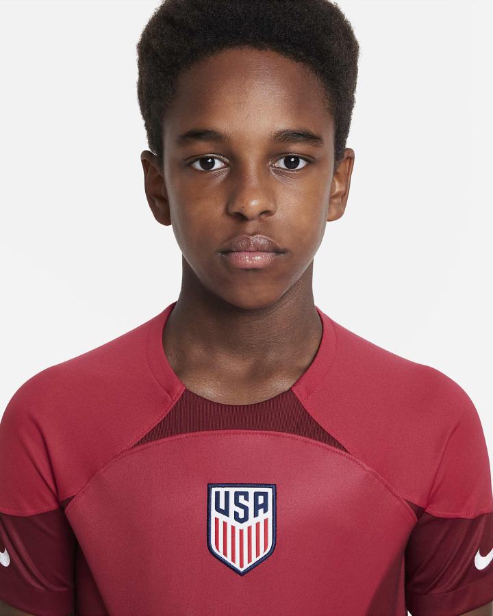 Nike U.S. 2022/23 Stadium Goalkeeper Kids Dri-FIT Short-Sleeve Soccer Za Dječake Dres Crvene Bijele | HR-08537YEKD