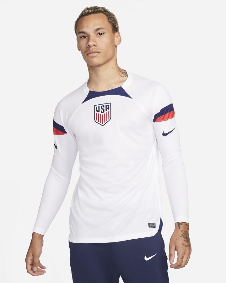 Nike U.S. 2022/23 Stadium Home Dri-FIT Long-Sleeve Soccer Muške Dres Bijele Plave | HR-18235OLCB